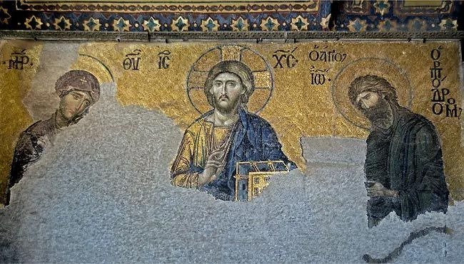 Деісус. Вціліла мозаїка Святої Софії. Стамбул, Туреччина - 53341